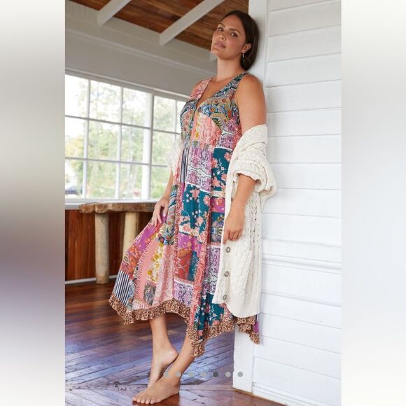 Anthropologie Margaux Sleep Dress - Boho Floral Patchwork Print - 2X - Picture 1 of 16